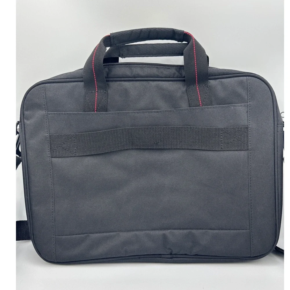 Targus Black Nylon Laptop Messenger‎ Bag Red Stitching Briefcase Case TBT238US